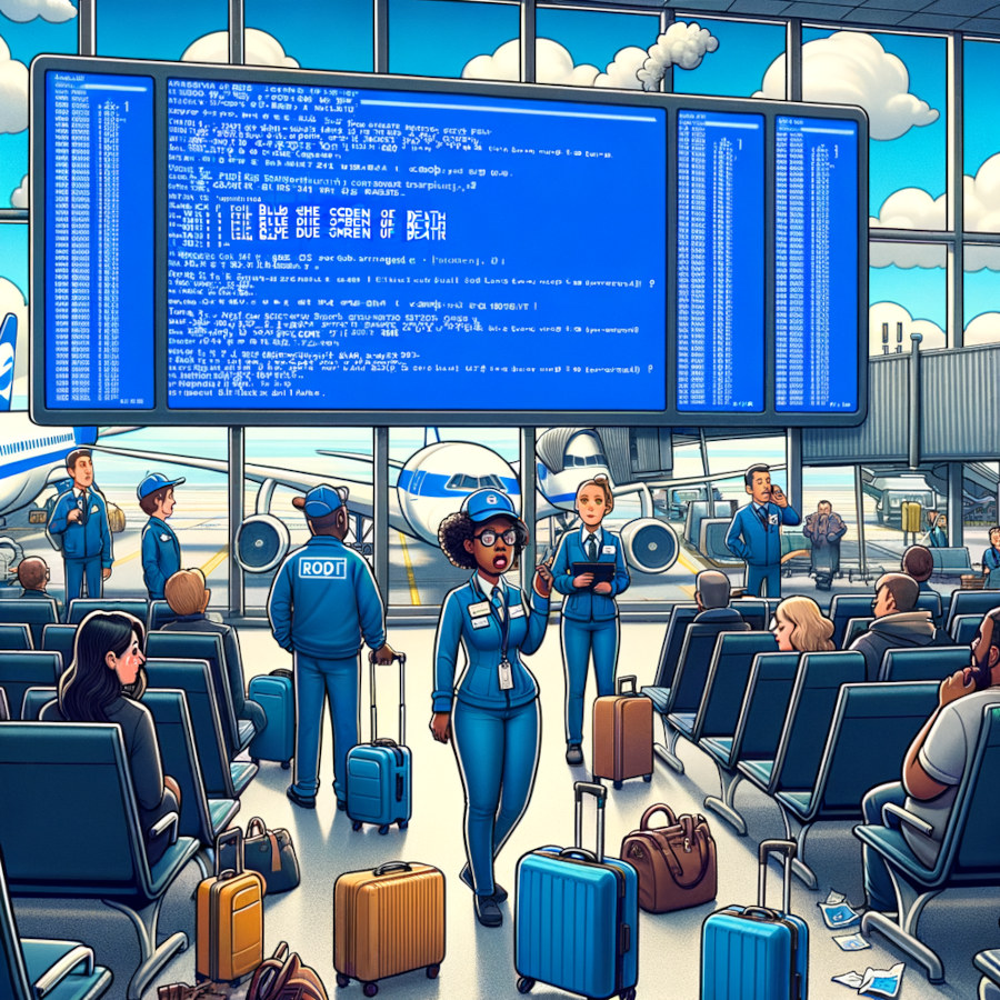 an image related to airport problemes caused blue screen